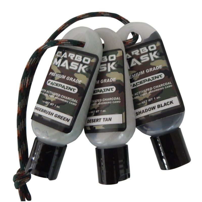 Carbomask 310156 Facepaint Black/Sage/Tan 1oz 3pk Water-Based