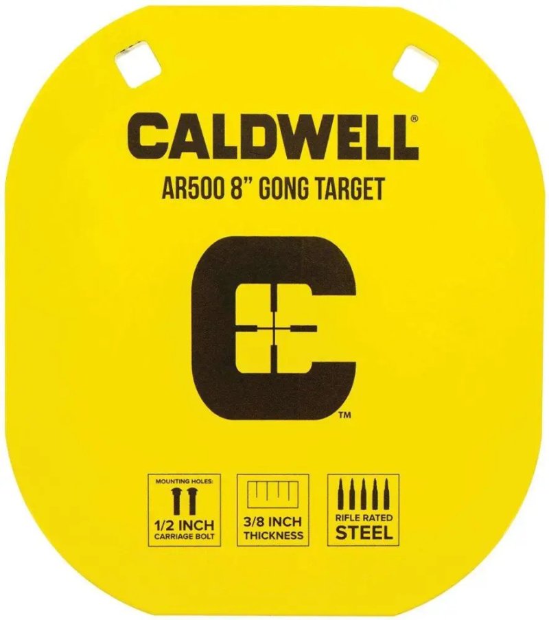 Caldwell 1116703 AR500 Steel Gong Target 8" Yellow 3/8" Thick