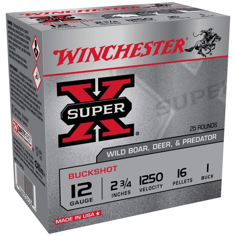 Winchester SuperX 12GA 2-3/4" 1BK 25 Buckshot 16Pellet