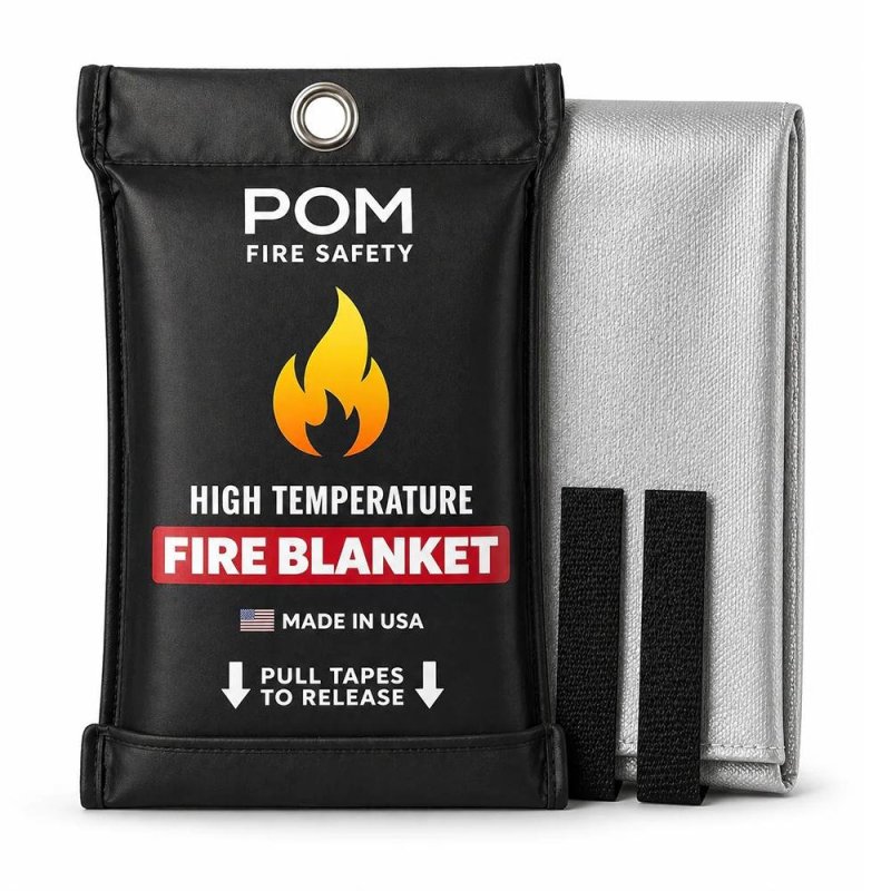 POM Industries PFB-40-GRY Fire Blanket 39x39 In Silicone Fiberglass EN 1869