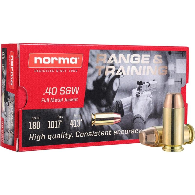 Norma Ammunition Range & Training .40 S&W 180gr 1017fps 50ct