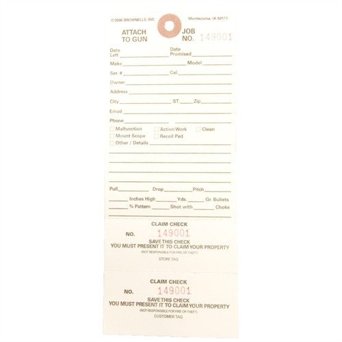 Brownells Double-Stub Claim Checks 500 Pack