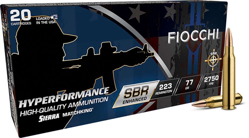 Fiocchi 223SBRD Hyperformance 223 Rem 77gr HPBT Rifle Ammo 20 Rd