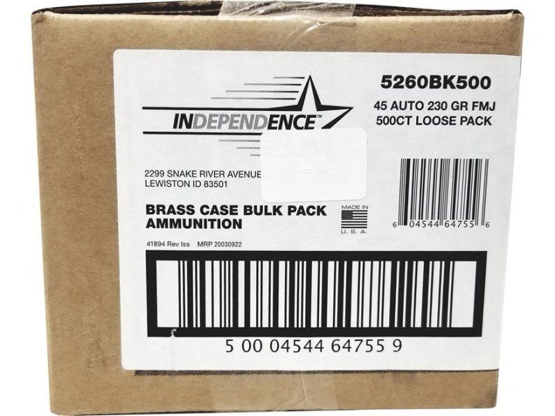 Federal 5260BK500 45 ACP 230GR FMJ Ammo 500/Box