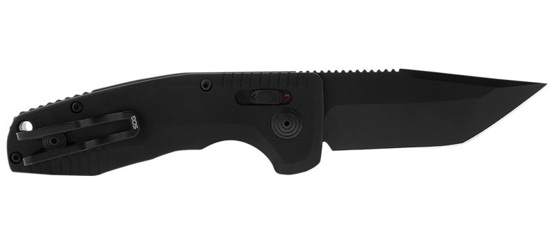SOG SOG-TAC Auto Compact 2.94 In Part Serrated Tanto Black TiNi Blade