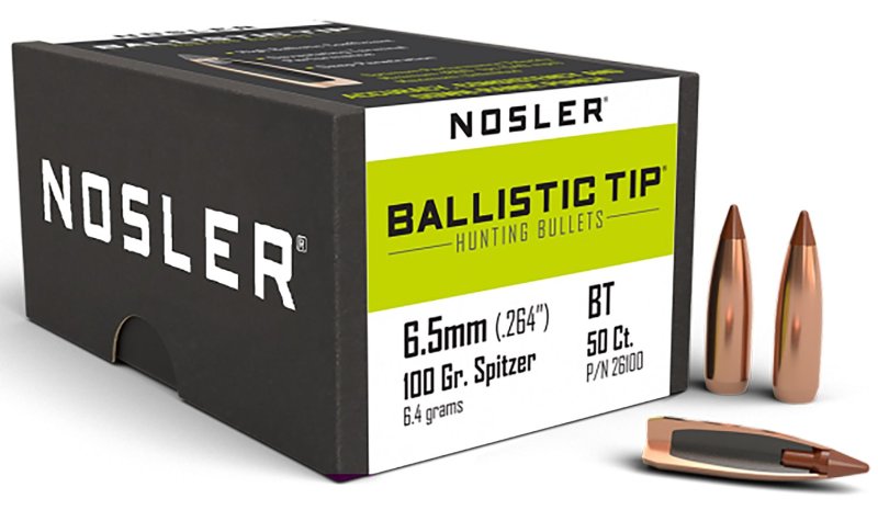 Nosler 26100 6.5mm 100 Grain Spitzer 50 Count Hunting Bullets