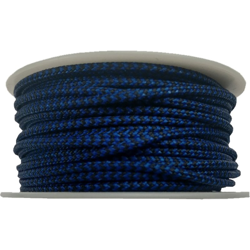 Stiff Braided Polyester D-Loop Material - Blue/Black 1m