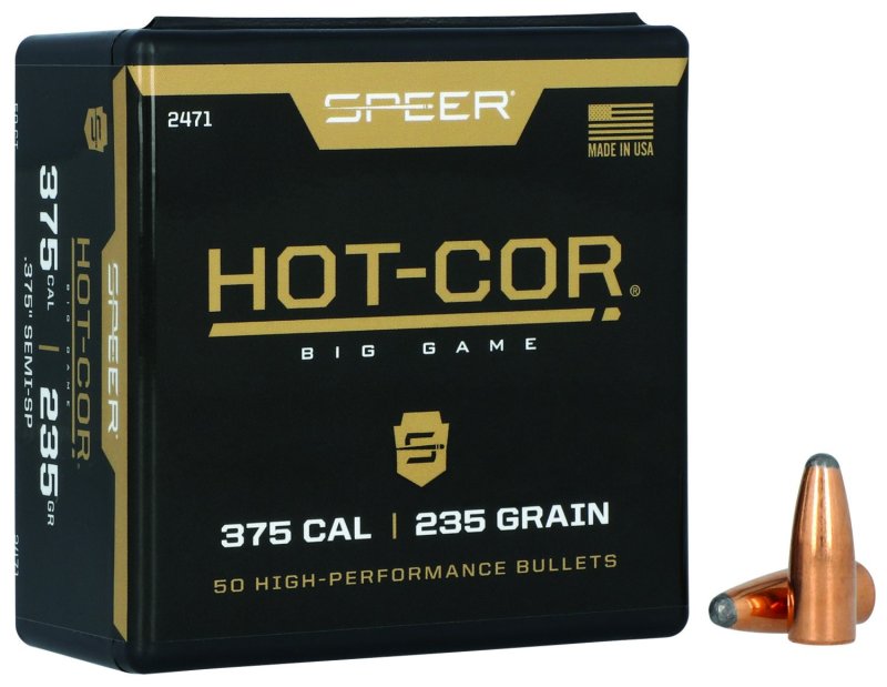 Speer 2471 Hot-Cor 375Cal 235gr Semi Spitzer Soft Point 50 Per Box/5 Case
