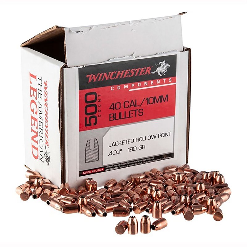 Winchester .40/10mm Caliber 180gr JHP Bullets - 500 Per Box