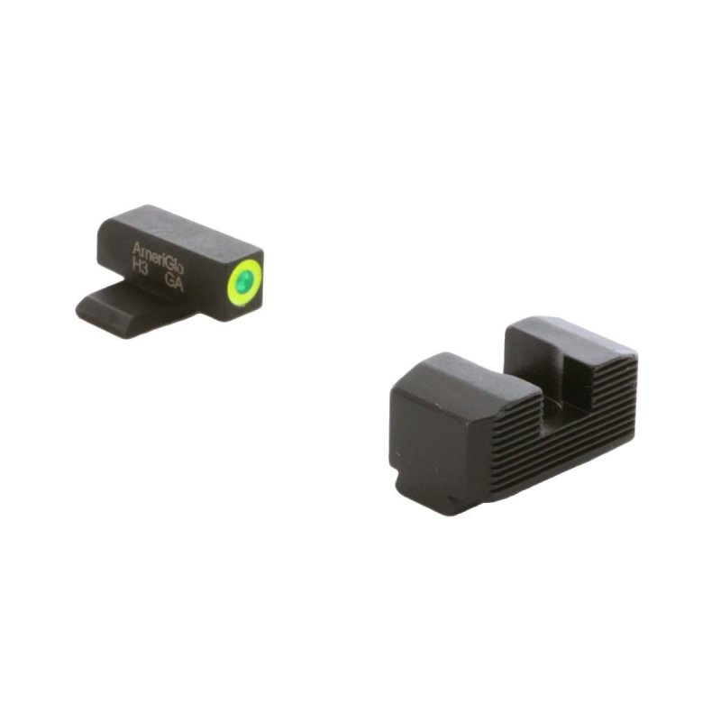 AmeriGlo SA-533 Tritium Front LumiGreen Outline Black Rear Sights Hellcat
