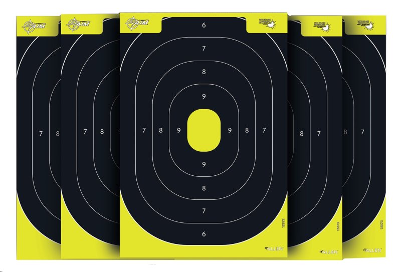 Allen EZ Aim Splash Reactive IPSC Silhouette Paper Targets 12.5x18.25" Chartreuse/Black 8 Pack