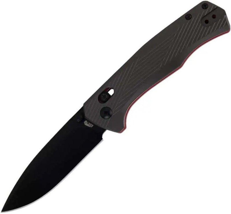 ABKT Elite EDC Interlace 3.25In Blade Grey Handle Red Liners