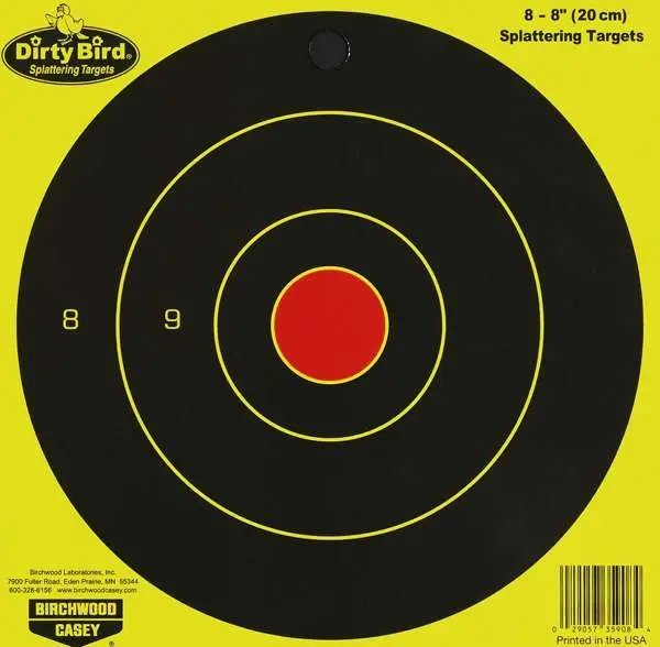 Birchwood Casey Dirty Bird 8 In Bullseye Paper Target Yellow/Black 8-Pack