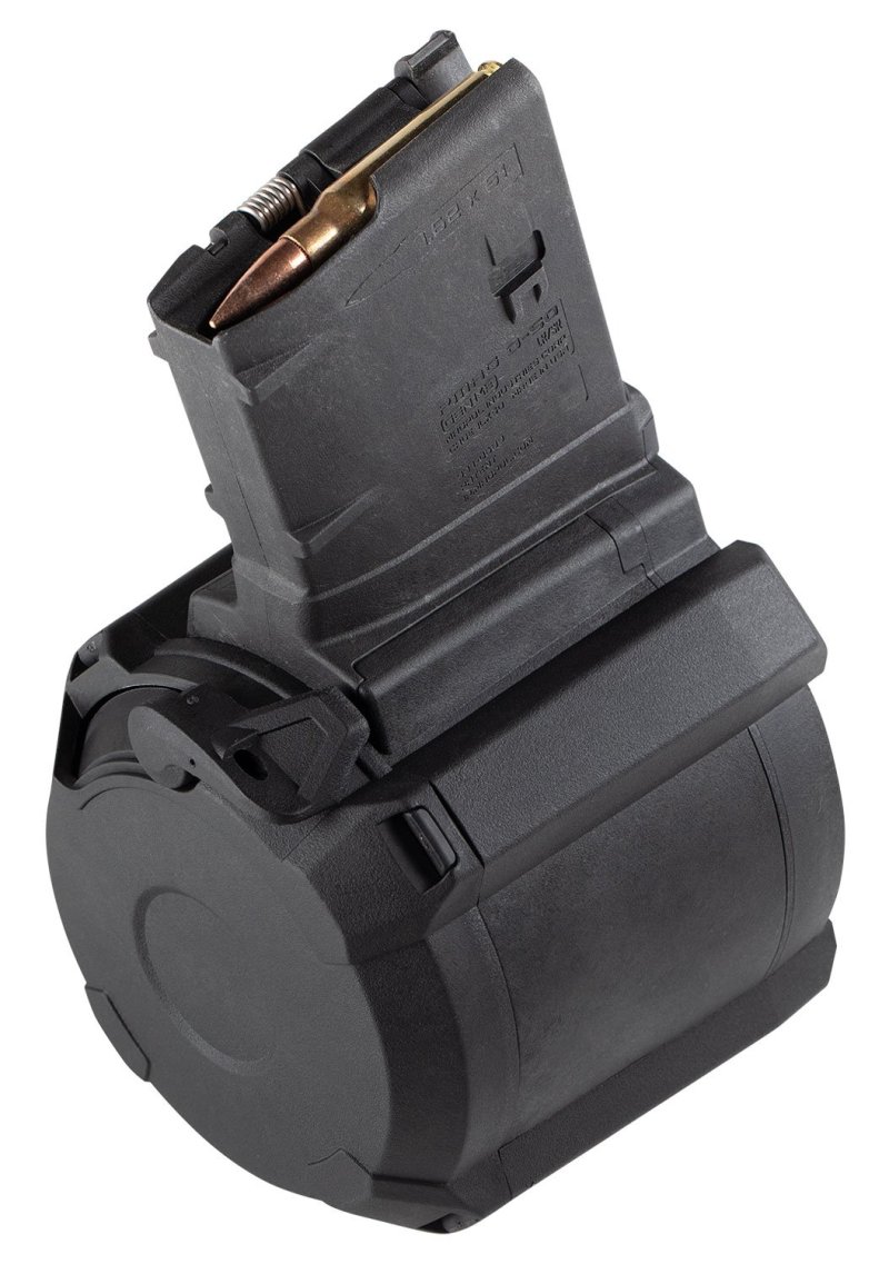 Magpul MAG993-BLK PMAG D-50 7.62x51 50-Round Drum Magazine Black
