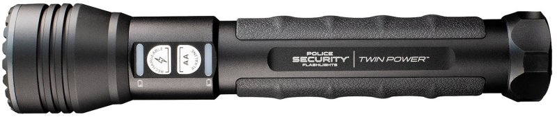 Police Security Flashlights 97742 Twin Power Long Throw 1000 Lumens Black