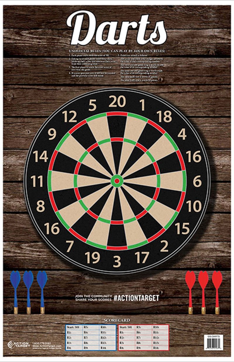 Action Target GSDARTS100 23x35 In Paper Dart Boards 100-Pack Multi-Color