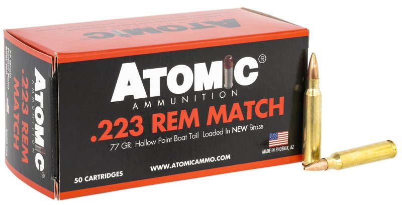 Atomic Ammunition 00427 .223 Rem 77gr HPBT Match 50 Rounds
