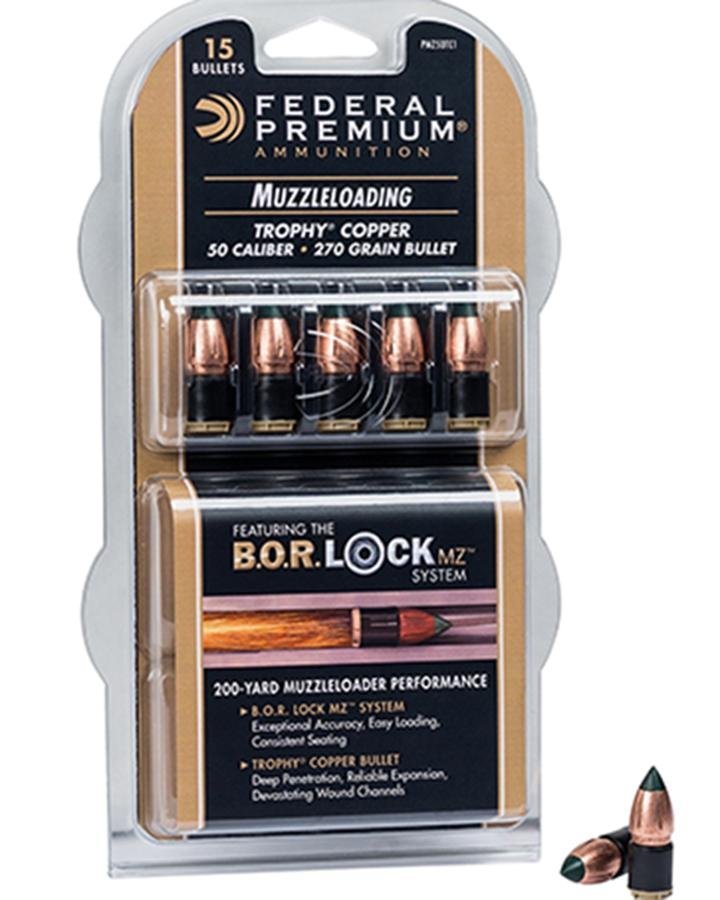Federal Premium Trophy Copper 50 Cal 270 Grain Muzzleloader Bullets 15 Pack