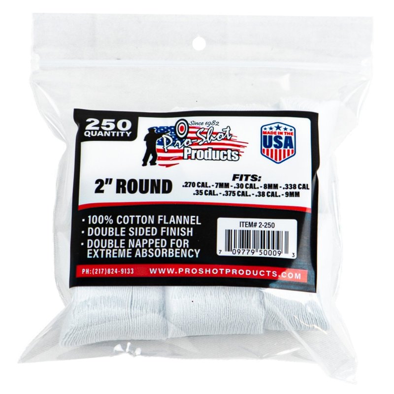 Pro-Shot 2 Round 100% Cotton Patches 250/ct