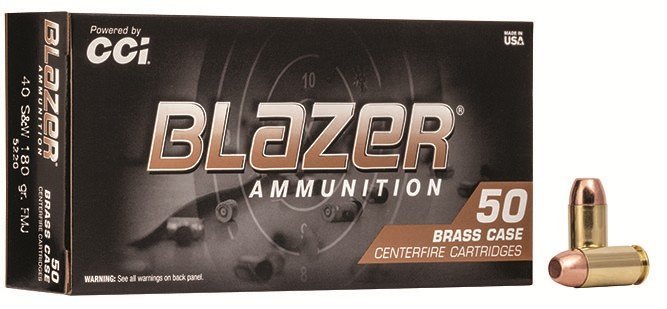 CCI 5220 Blazer Brass 40 S&W 180 Grain FMJ 50 Rounds Per Box