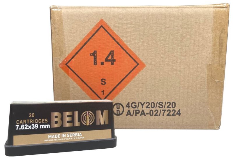 Belom AREX BEL76239123 7.62x39 123Gr Brass Case 480Rd 24x20Rd Boxes