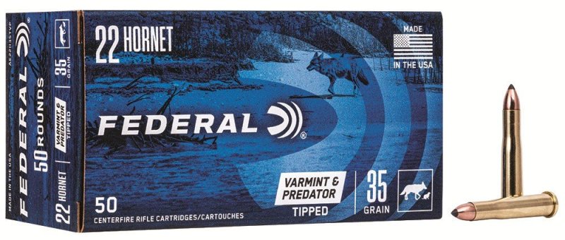 Federal Premium VARM/PRED .22 Hornet 35 Grain Tipped Varmint 50 Rounds