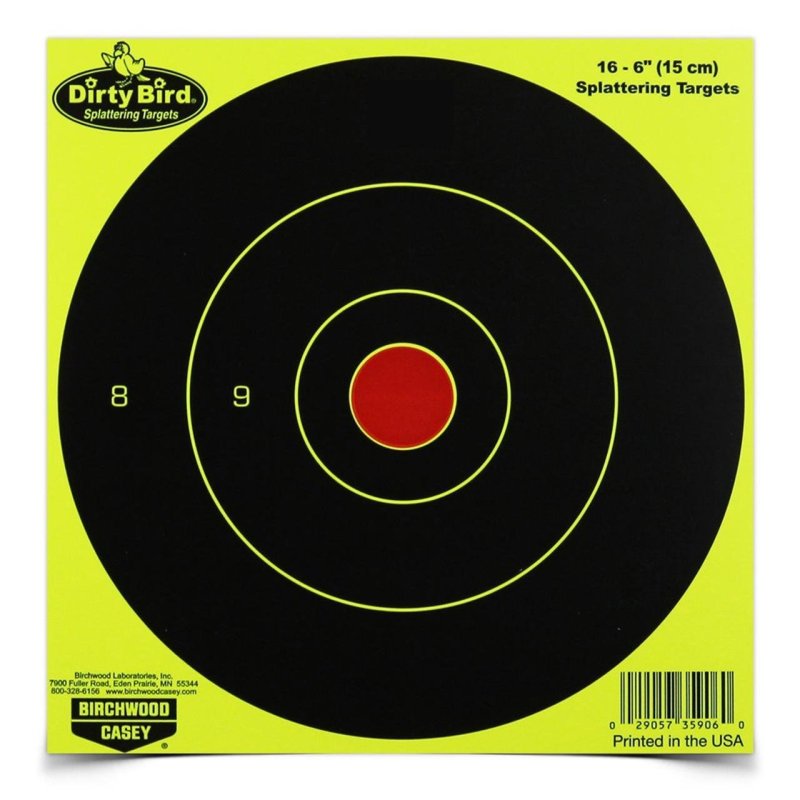 Birchwood Casey Dirty Bird Yellow Round 6 In Bulls-Eye 100 Pack 35970