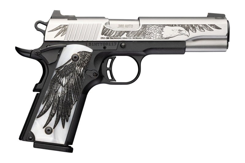 Browning 1911-380 380 ACP 4.25 In 8+1 Silver Steel 051126492