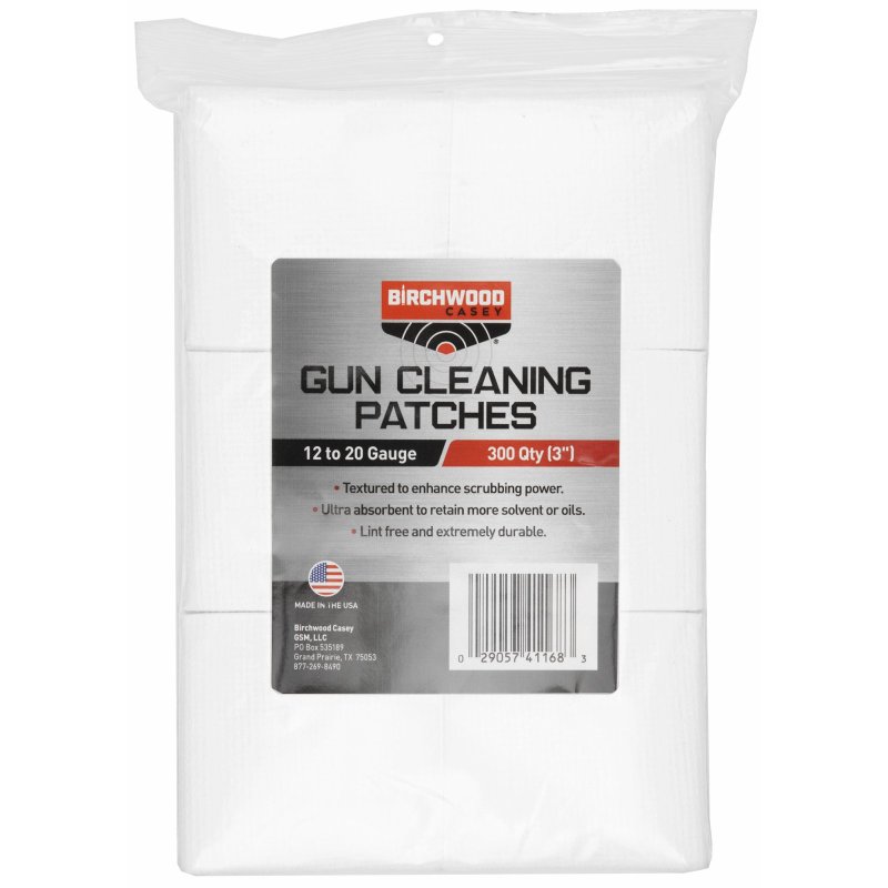 Birchwood Casey Cloth Patch 3" Square 300 Pack 41168