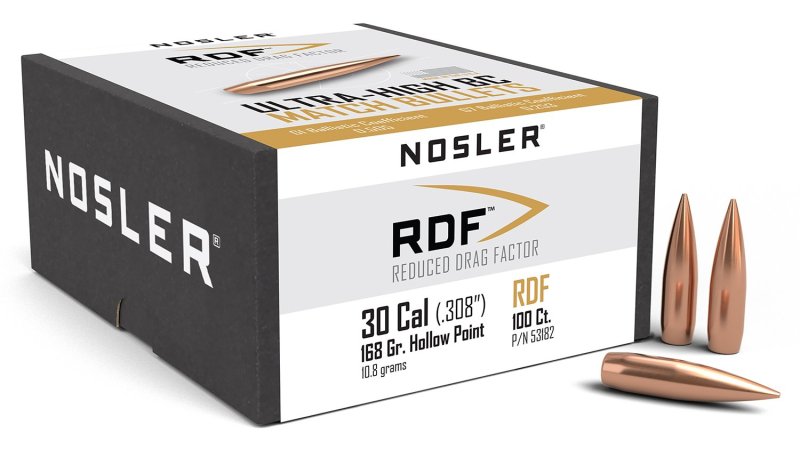 Nosler RDF 53182 .308 Caliber 168 Grain HPBT Boat Tail 100 Count