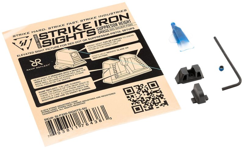Strike Industries P320SIGHTSSH Iron Sights Black Suppressor Height P320