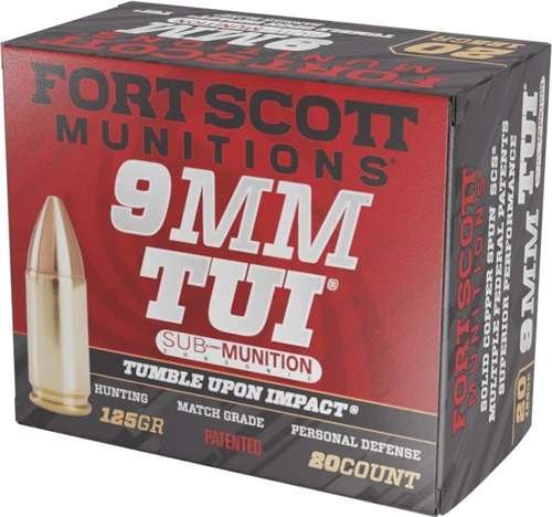 Fort Scott Munitions 9MM125SCVSS 9mm 125gr TUI Solid Copper Ammo 20 Rounds