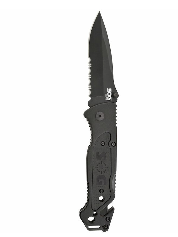 SOG SOGFF25CP Escape 3.40" Part Serrated Folding Knife Black Handle