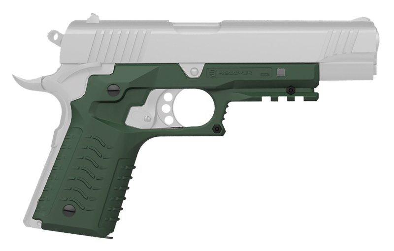 Recover Tactical CC3H-03 OD Green Grip & Rail System for 1911 Full Size