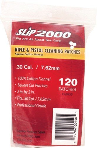 Slip 2000 60950 .30/7.62mm 2in Square Cotton Cleaning Patches 120pk