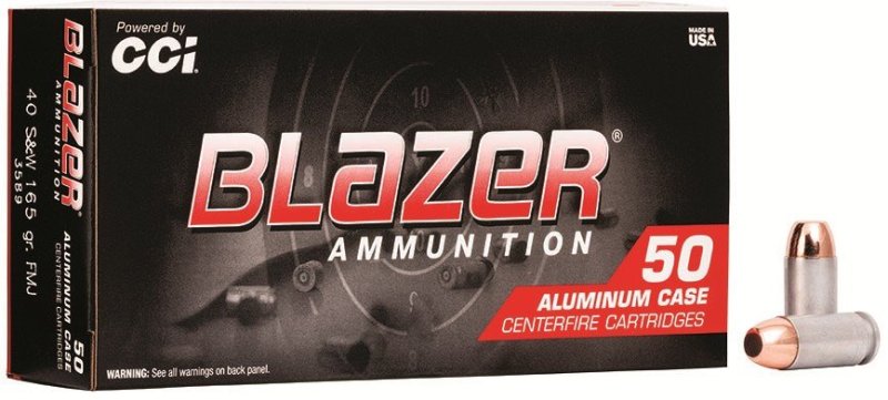 CCI 3589 Blazer Handgun 40 S&W 165 gr Total Metal Jacket (TMJ) 50 Per Box/ 20 Cs