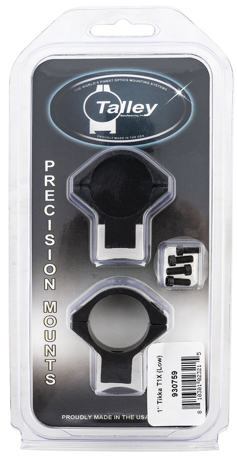 Talley Tikka T1 1In Low 0MOA Scope Rings Black Anodized