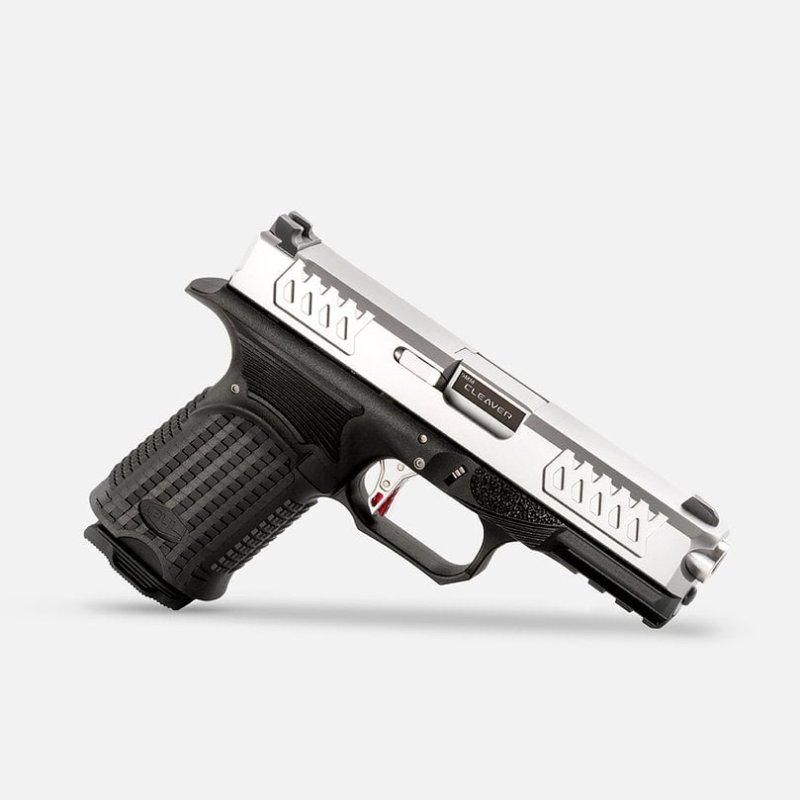 Bul Armory AXECCLEVSLV9US Axe Cleaver Sports South Exclusive Compact 9mm Luger 15+1, 4.02 in Barrel, Silver Serrated Stainless Steel Slide, Black Polymer Frame w/Beavertail & Picatinny Rail, Pistol