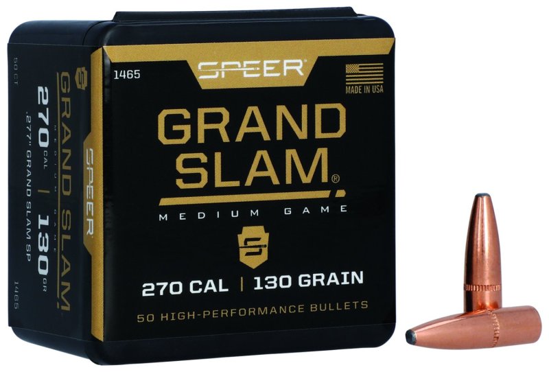 Speer 1465 Grand Slam 270 Caliber 130gr Soft Point Bullets 50/Box