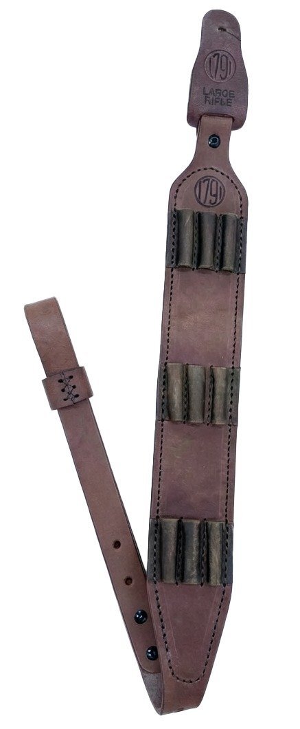 1791 Gunleather HNTASMRBRWA Leather Rifle Ammo Sling 32-37In Brown 9Shell