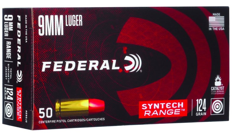 Federal American Eagle 9mm Luger 124Gr Syntech Jacket 50CT Ammo (AE9SJ2)