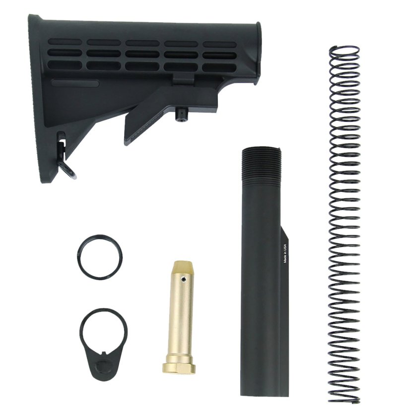 TacFire MAR084 Mil-Spec M4 Stock Kit Black 6-Position Buffer Tube