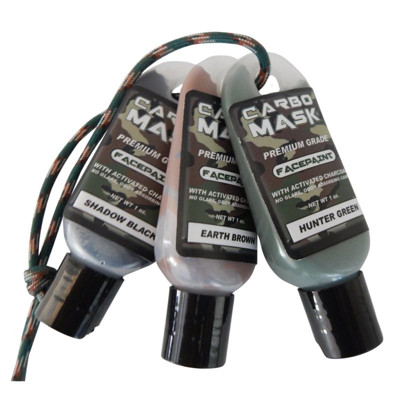 Carbomask 310134 Face Paint Black Green Brown 1oz 3 Pack Water-Based