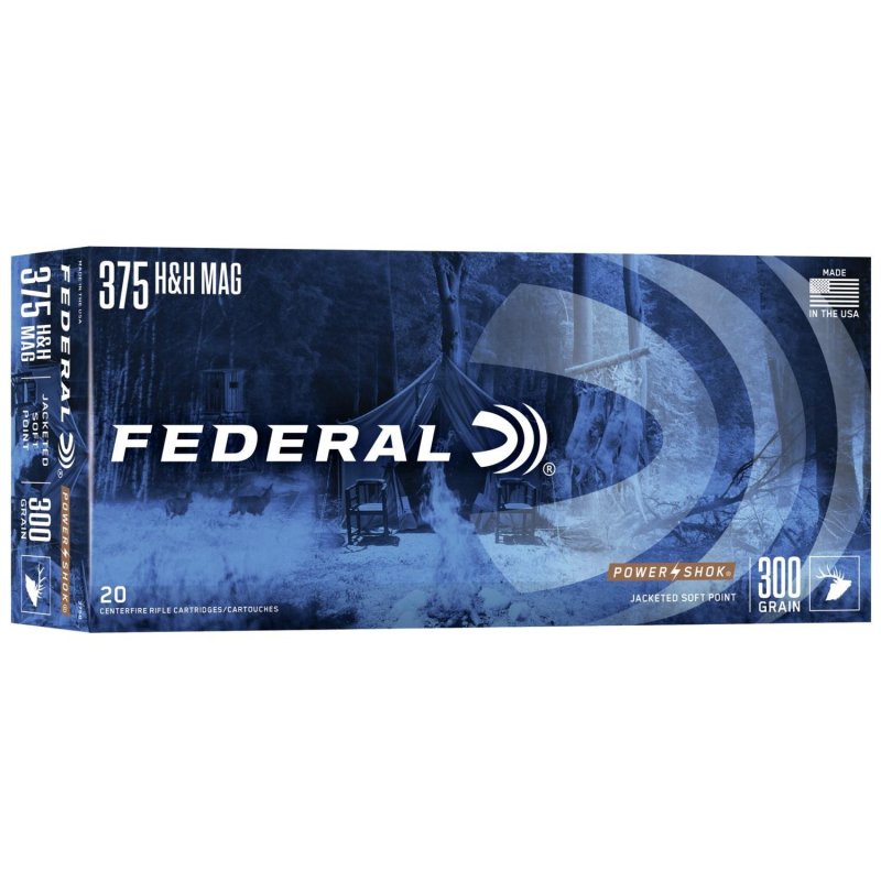 Federal Power-Shok Rifle Ammunition .375 H&H 300 gr SP 2530 fps - 20/box
