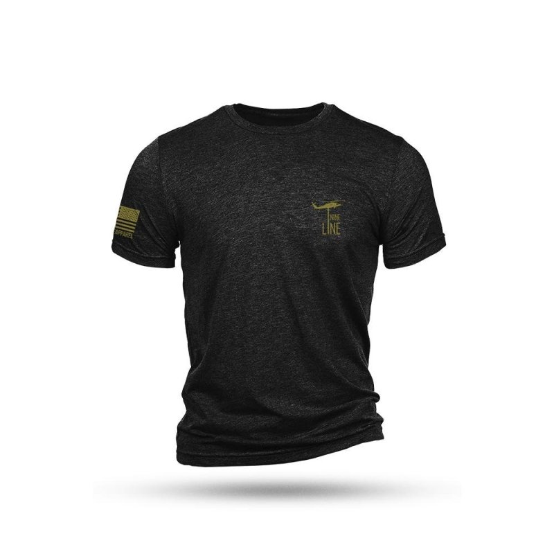 Nine Line American Camo Short Sleeve Shirt Black Triblend L