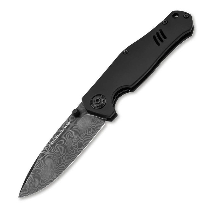 BOKER Z-28 3.15In Drop Point Plain Edge Black Damascus