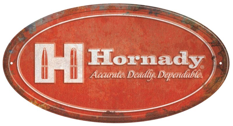 Hornady 99144 Oval Sign Rustic Red White Aluminum 12 x 18