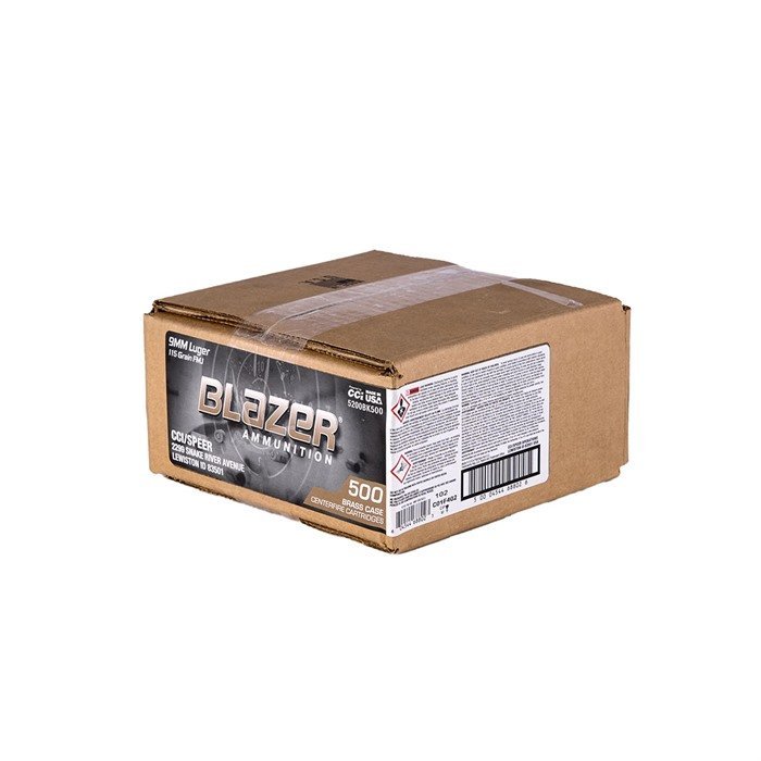 CCI Blazer Brass 9mm 115gr FMJ Ammunition 500rd Box