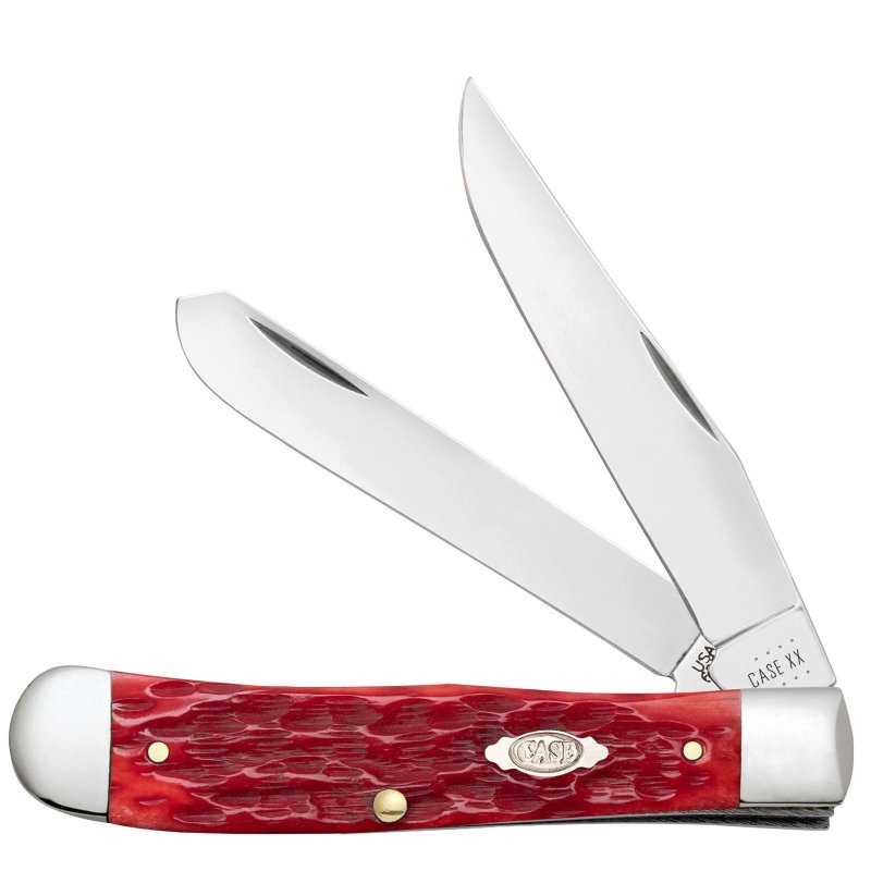 CASE & SON Trapper Dark Red Peachseed Bone Handle Clip & Spey