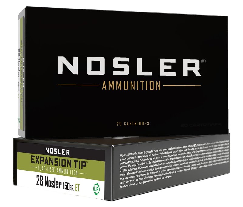 Nosler 40039 28 Nosler 150 Grain E-Tip Lead Free Ammo 20 Rounds